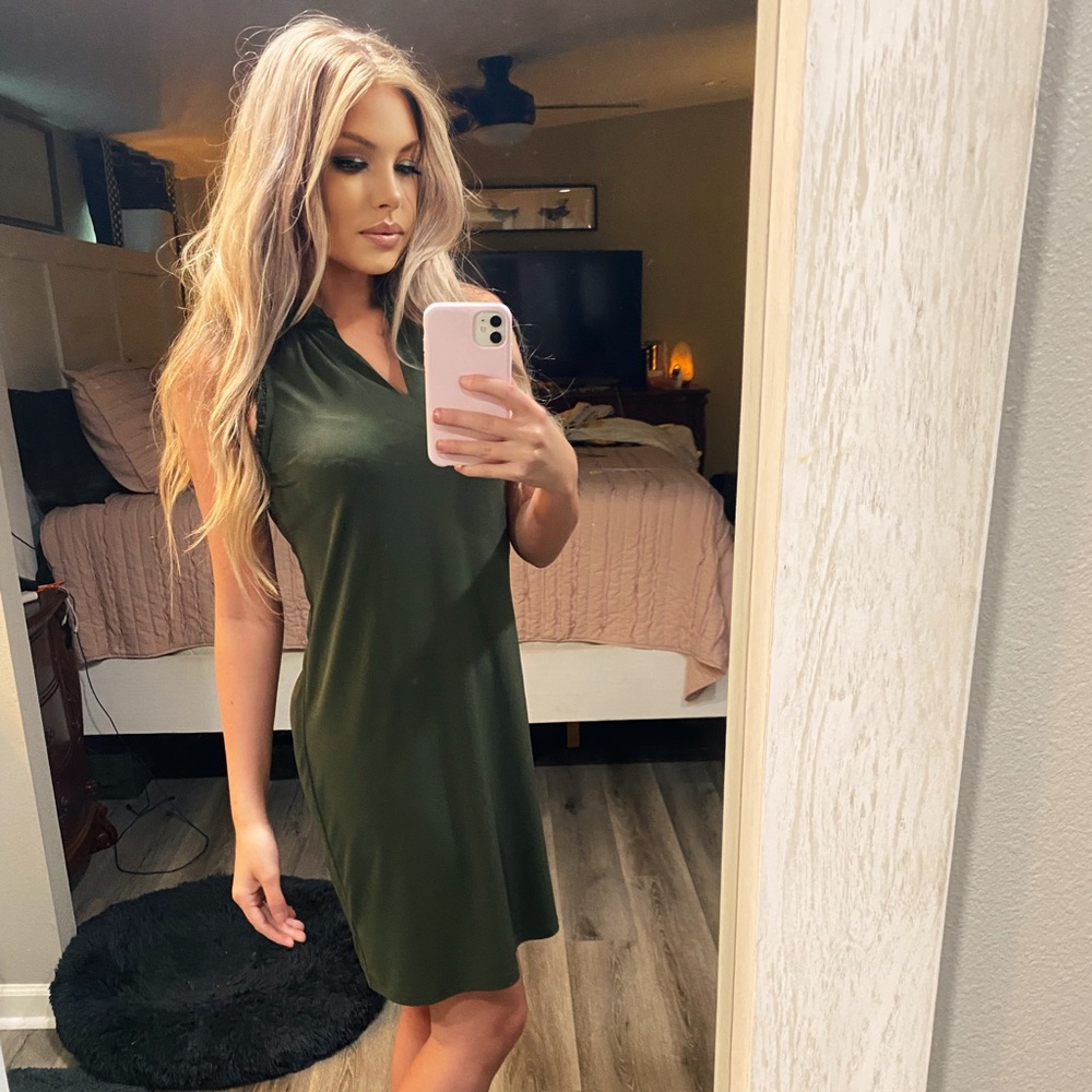 Michael Kors V Neck Army Green Dress